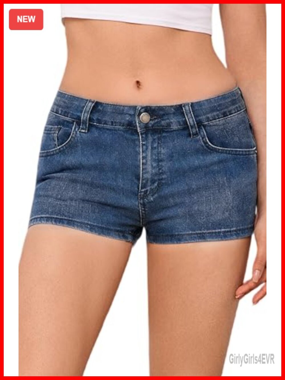 Women's Low Rise Stretchy Denim Jean Shorts with Pockets